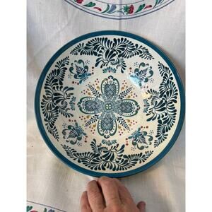 Williams-Sonoma Decorative Melamine Serving Bowl 10.75 in dia. Green leaves EUC